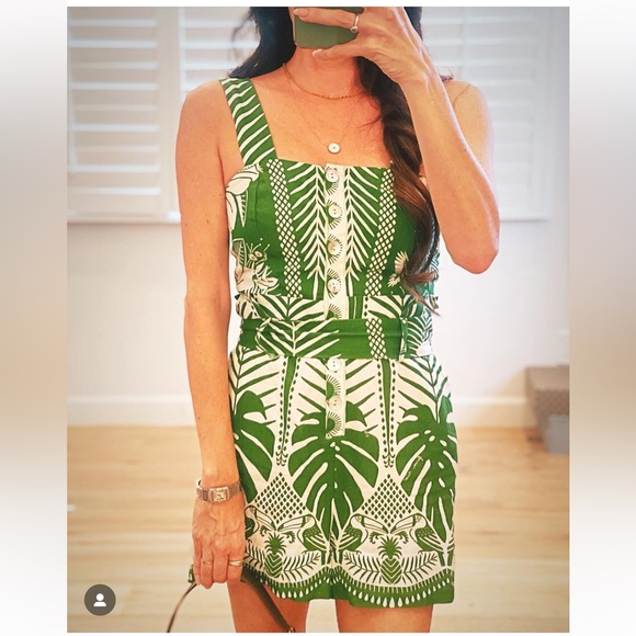 Farm Rio Green and White Romper - Picture 2 of 14